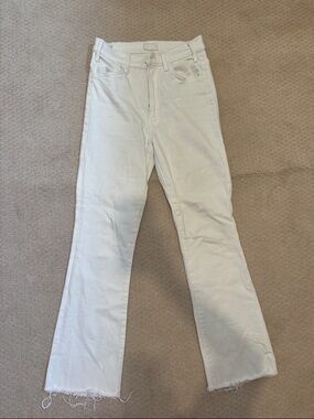 Mother Denim Women’s 26 High Rise White Frayed Hem Jeans